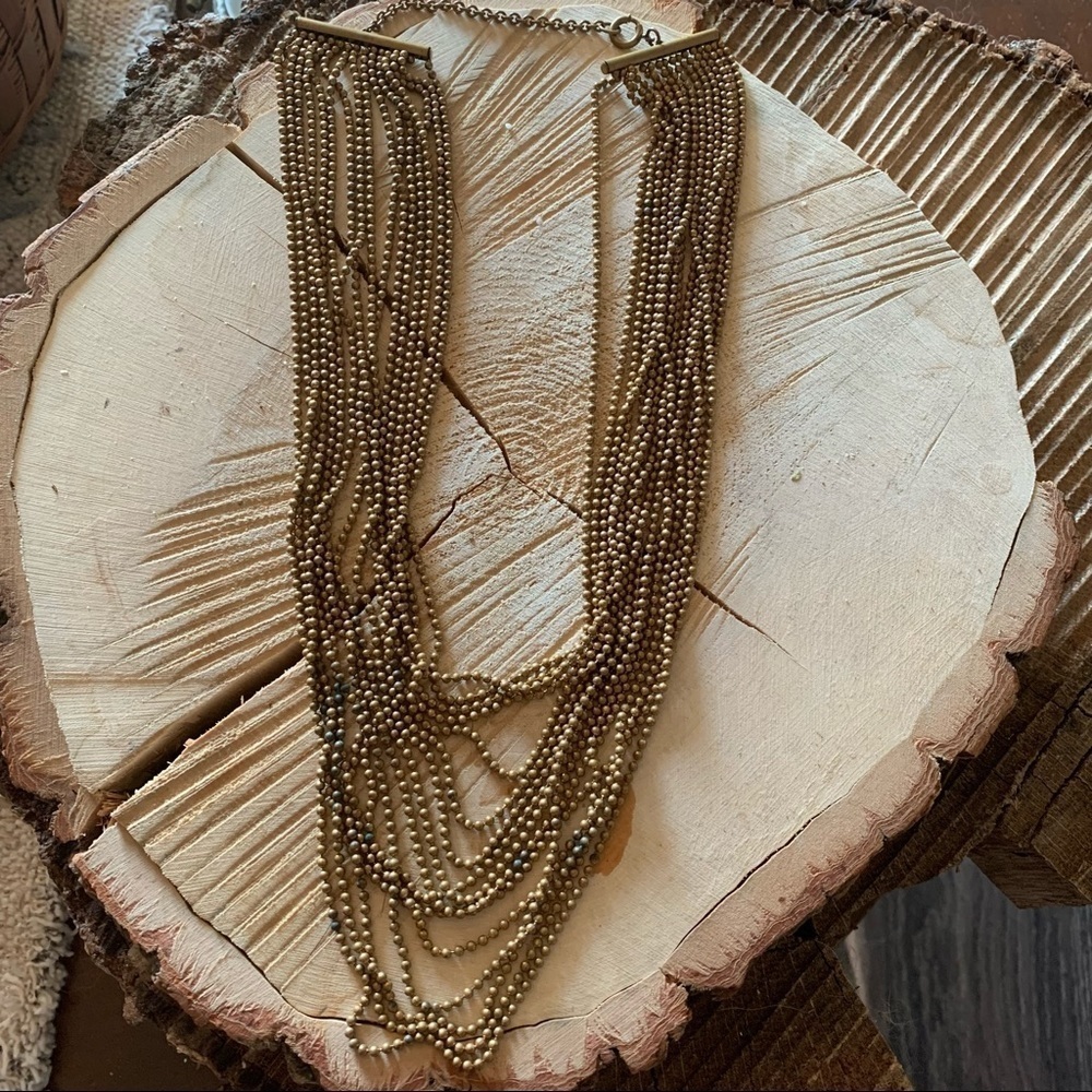 Vintage Brass Beads Strand Bohemian Necklace
